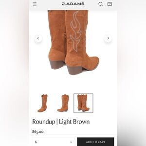 J.Adam's Tan Western Suede Mid-Calf Boots